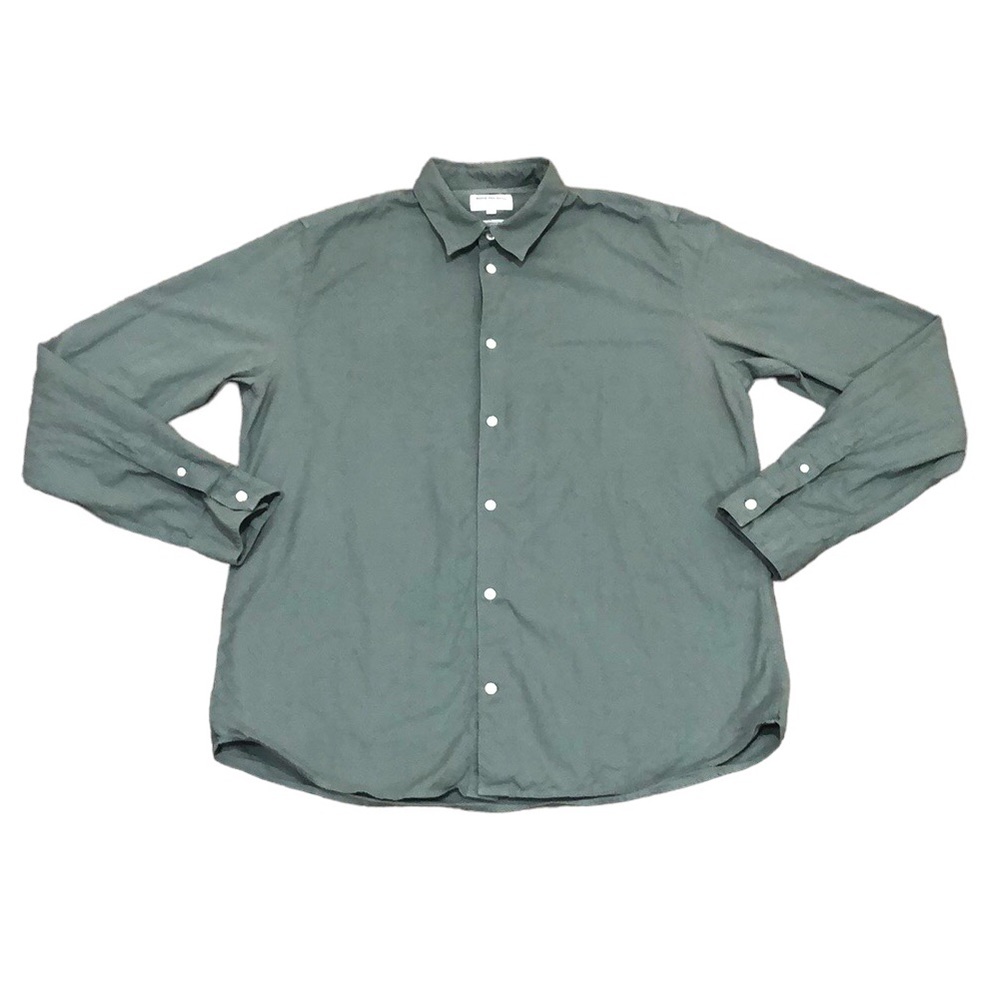 Norse Projects Hans Button Down Shirt Size Large Sage Green Cotton Linen Blend